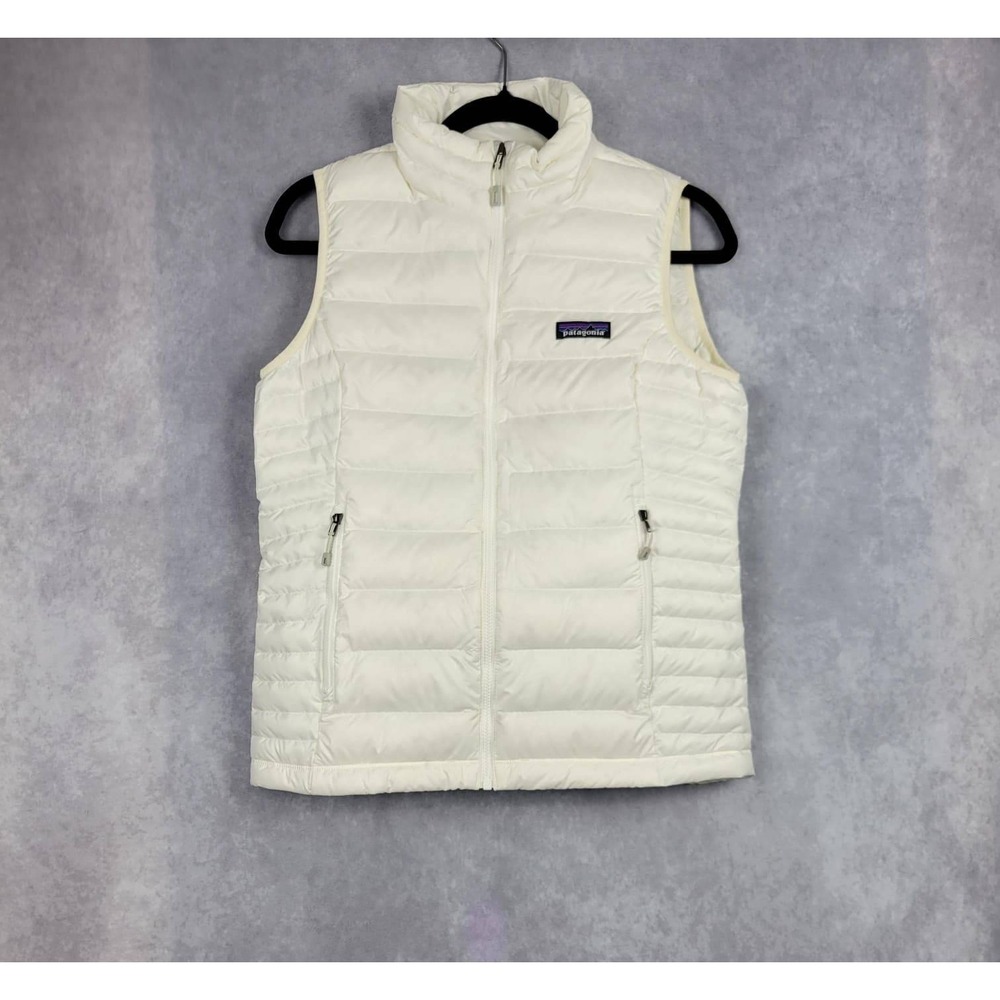 Patagonia Womens Down Sweater Vest White Full Zip Puffer Size Small 84628